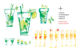 Watercolor Sketch Cocktails