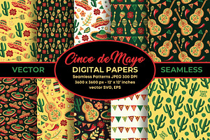 Mexican Cinco de Mayo Patterns, a Pattern Graphic by ilonitta