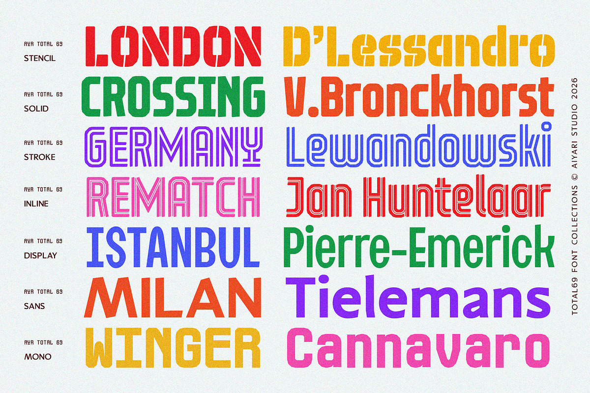 Total 69 — Football Font Collection, a Sans Serif Font by Aiyari (Photo 7 of 20)