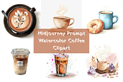Prompt Watercolor Coffee Clipart, a Decorative Illustration by Creative design (Thumbnail 1 of 7)