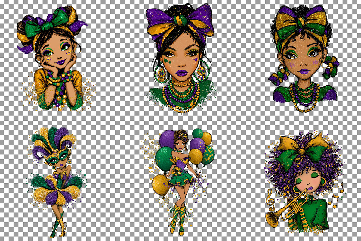 Mardi Gras Cute Girl Clipart, an Illustration by Sublimation Artist (Photo 4 of 6)