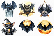 Watercolor Halloween Bat Clipart, an Illustration by Craft Nest (Thumbnail 5 of 6)