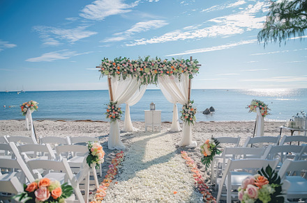 A stunning wedding setup on a sandy, a Photo by Iftikhar Alam