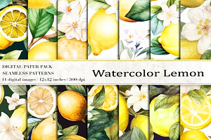 Watercolor Lemon Digital Papers