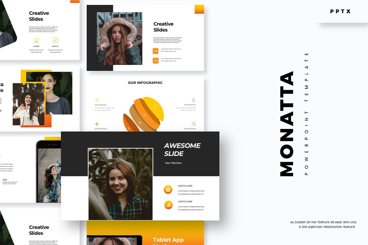 Monatta - Powerpoint Template, a Presentation Template by AQR Studio