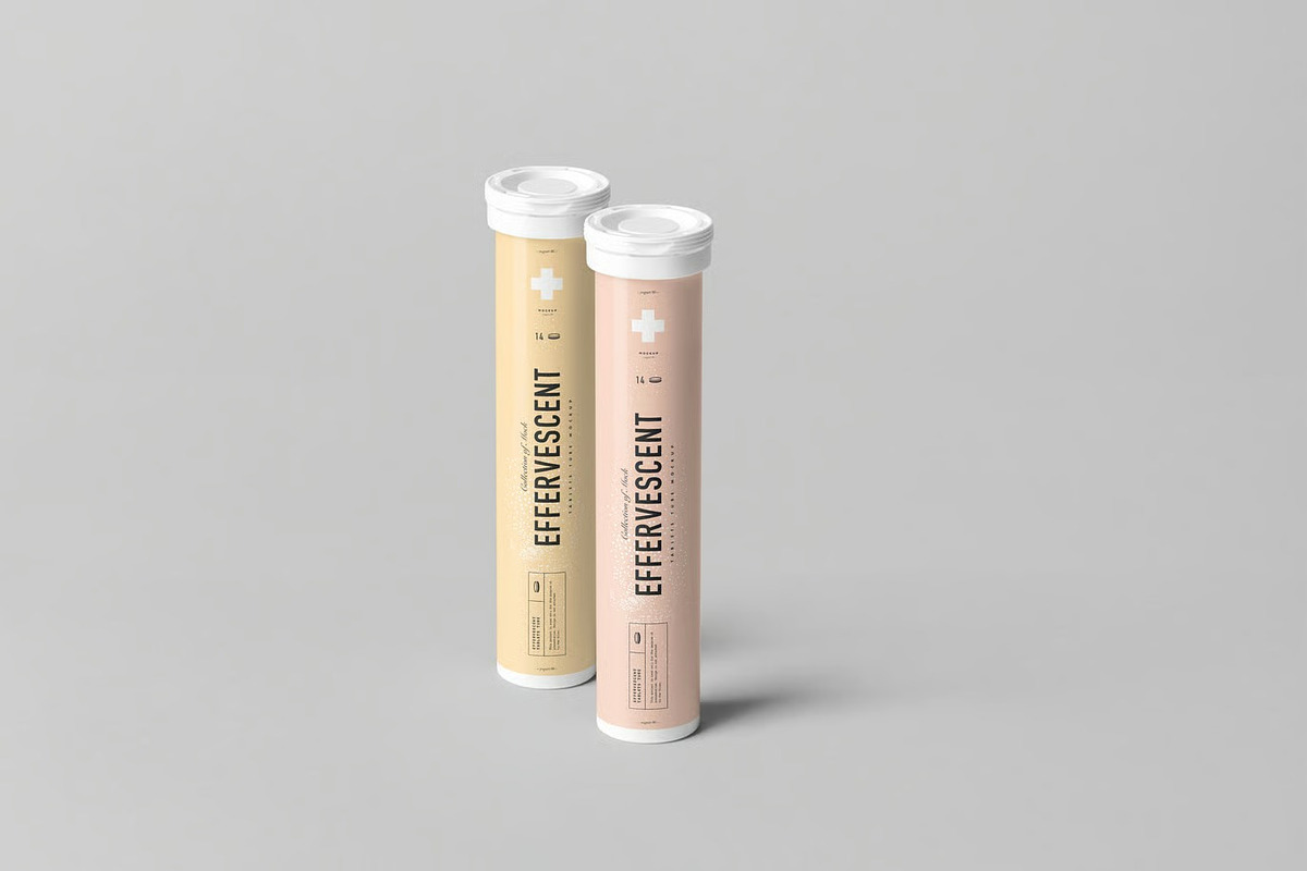 Effervescent Tablets Tube Mock-up, a Packaging Mockup by zippypixelstudio (Photo 4 of 11)