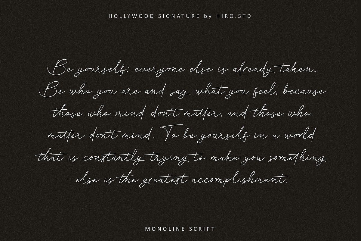 Hollywood Signature Monoline Font, a Handwritten Font by HIRO.std (Photo 8 of 11)
