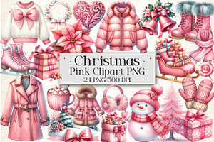 Pink Christmas Clipart-24 PNG, an Illustration by Libby Wishes