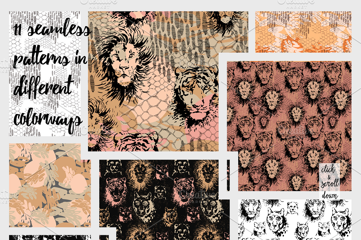 Safari Mood elements & patterns, an Animal Illustration by Polanika (Photo 7 of 8)