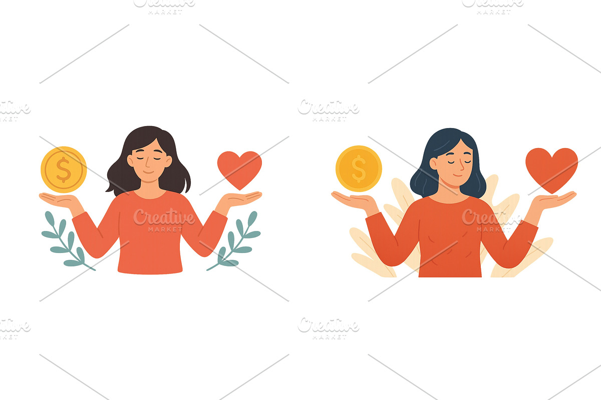 Balancing love and money in a flat, an Object Illustration by ZinetroN