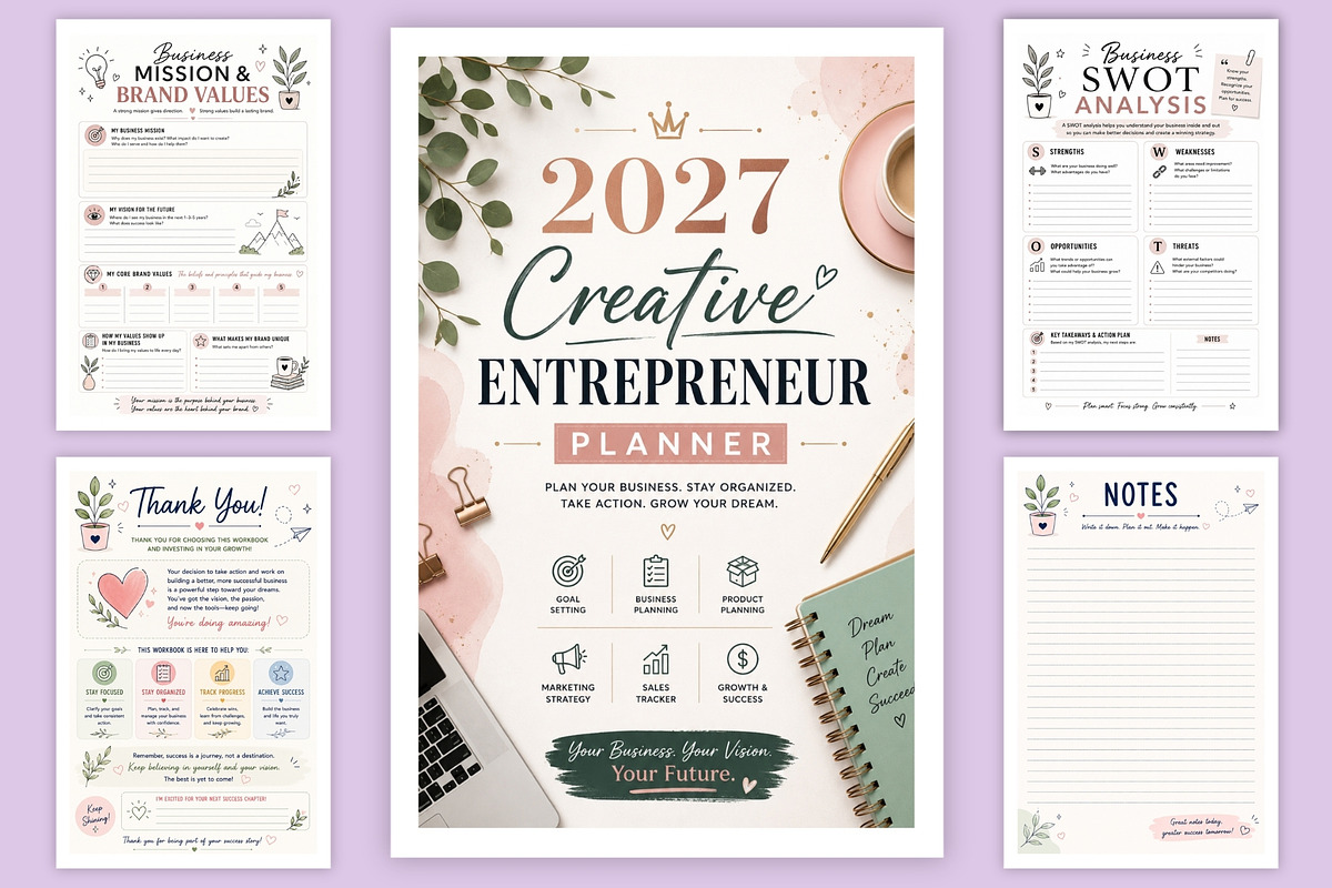 2027 Creative Entrepreneur Planner, a Stationery Template by Designmela01 (Photo 6 of 6)
