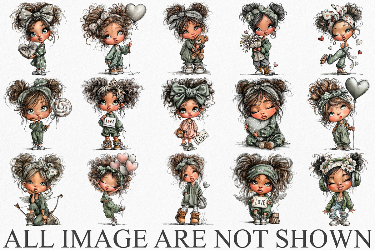 Whimsical Valentine Cue Girl Clipart, an Illustration by Canvas Craft (Photo 3 of 6)