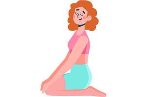 Woman take breath control vector, a Person Illustration by vectorpointstudio