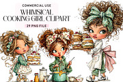 Cute Cooking Girl Clipart, a Seasonal Illustration by Daily.Designs (Thumbnail 1 of 4)