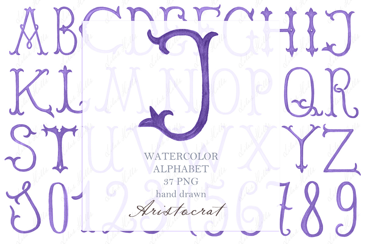 Watercolor letters numbers, a Decorative Illustration by LABFcreations (Photo 1 of 3)