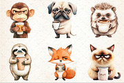Grumpy Coffee Animals clipart, an Illustration by Rose Art (Thumbnail 3 of 4)