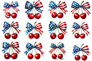 4th of July Cherry Bow Clipart, an Illustration by Sublimation Artist (Thumbnail 2 of 6)