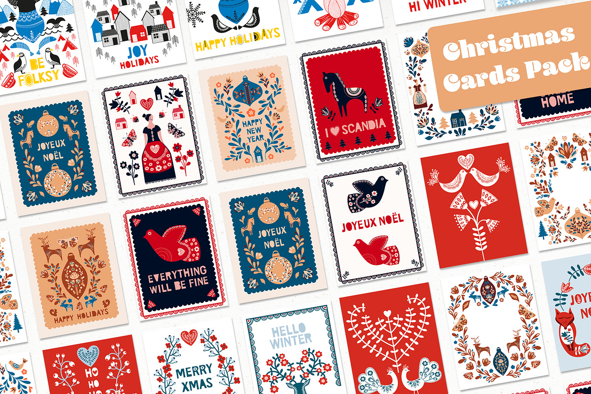 Scandinavian Christmas Cards Pack, an Illustration by Chus Moreno Studio (Photo 1 of 12)