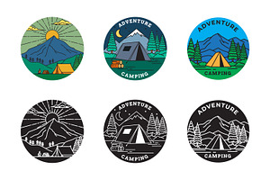 Camping adventure logo set, a Branding & Logo Template by Saba Vector
