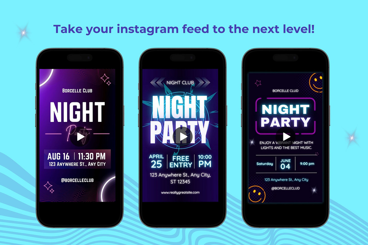 Neon Night Party Instagram Story, a Templates & Theme by TemplateCastleStore (Photo 5 of 9)