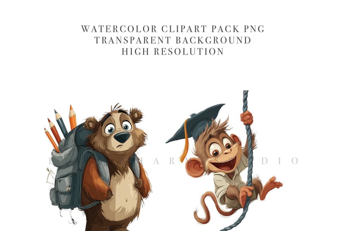 School Animal Clipart Set, an Animal Illustration by Pati Charm Studio (Photo 4 of 7)