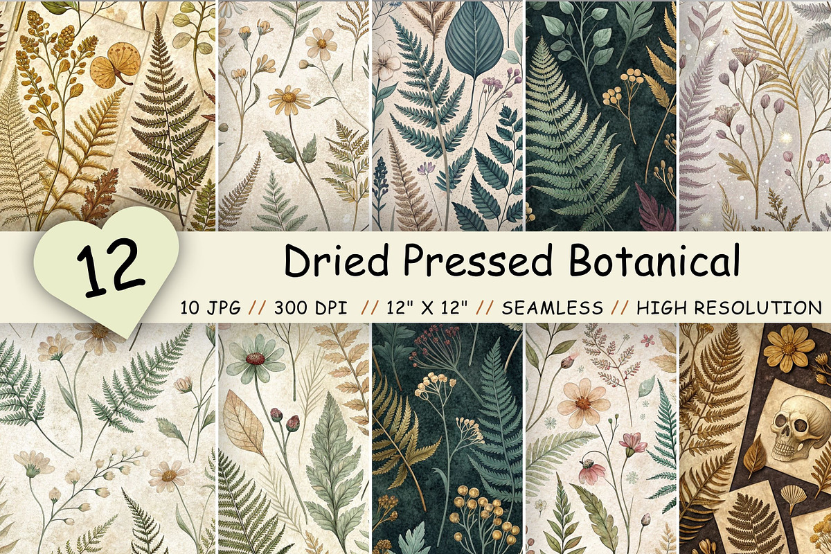 Dried Pressed Botanical Pattern, a Pattern Graphic by FloridPrintables (Photo 1 of 9)