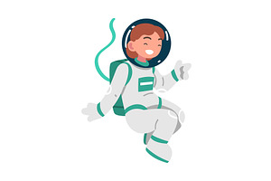 Space With Girl Astronaut Character