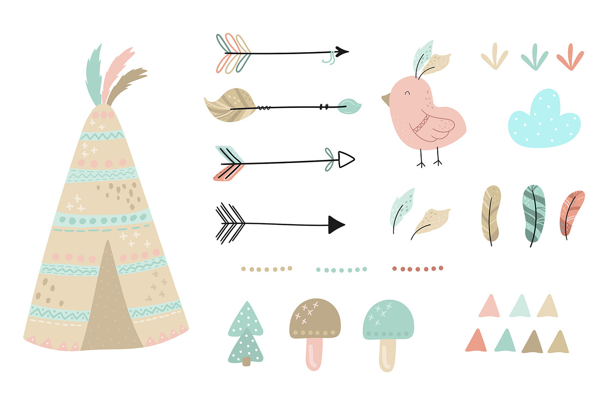 Baby Patterns! Cute Indians!, a Pattern Graphic by Irene_Boiko_ART (Photo 9 of 11)