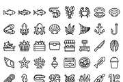Bundles Seafood Market Outline Icons, an Outline Icon by adenpinkstore (Thumbnail 1 of 6)