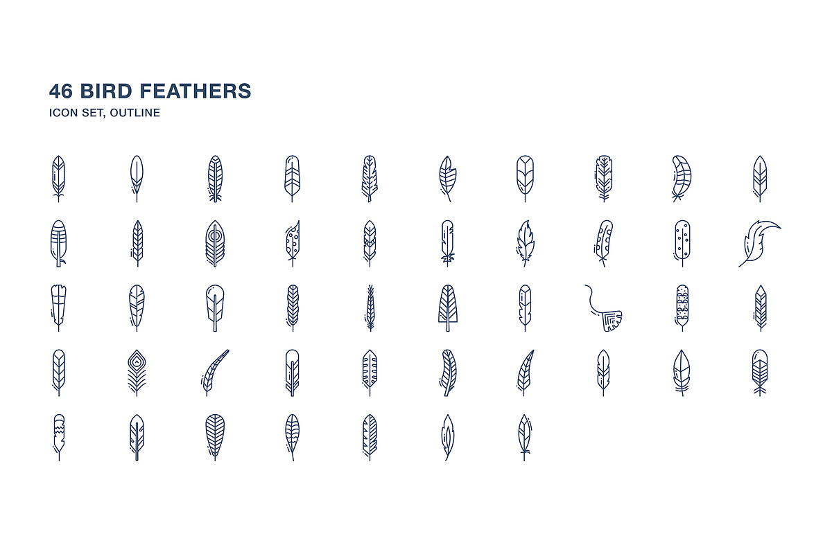 Bird feathers icon set, an Icon by Icongeek26 (Photo 3 of 6)