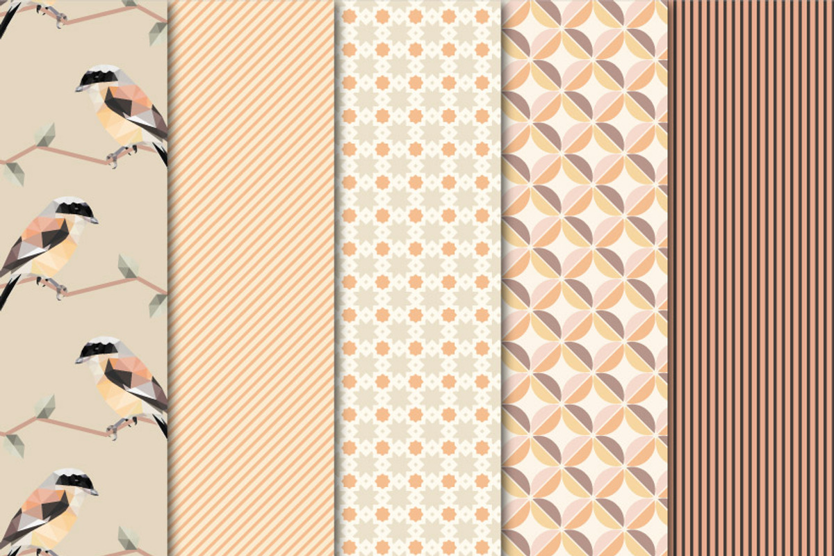 Digital Paper Geometric Birds preview 2