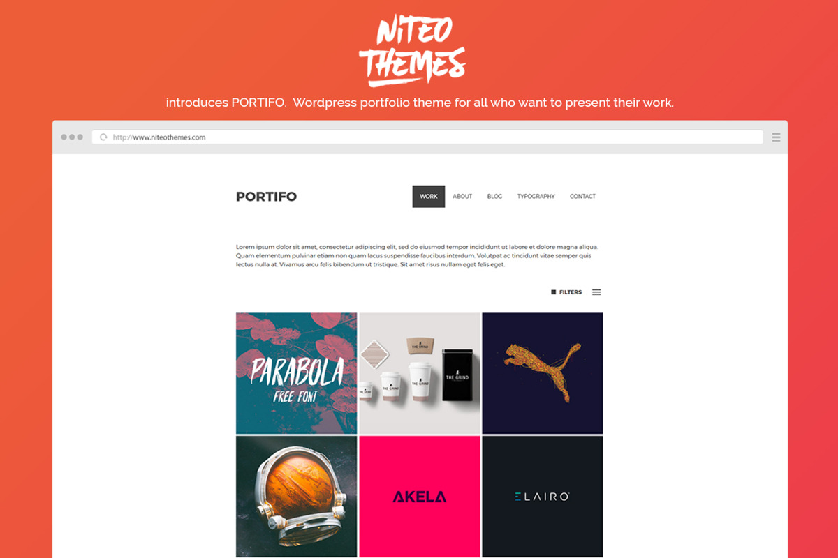 Portifo - portfolio WordPress theme, a WordPress Template by NiteoThemes (Photo 1 of 6)