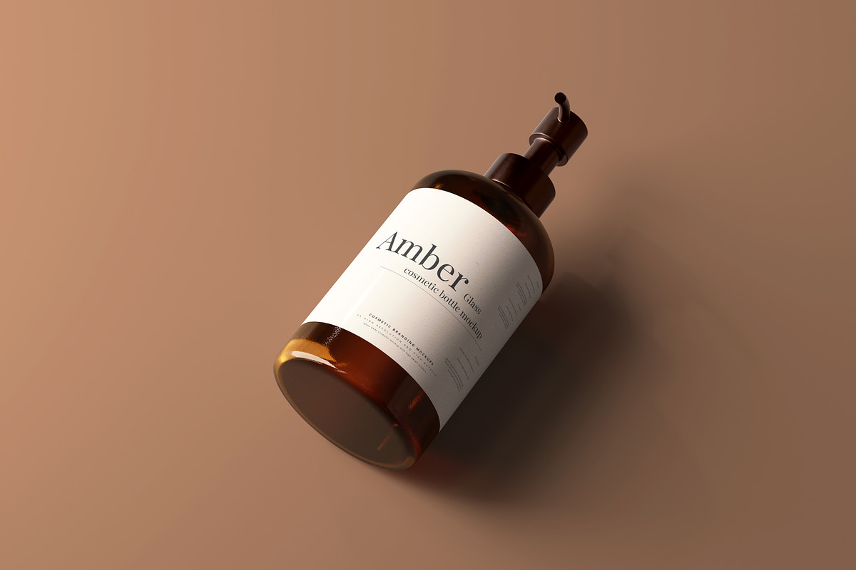 Amber Glass Pump Bottle Mockups, a Cups & Container Mockup by pmvch (Photo 5 of 10)