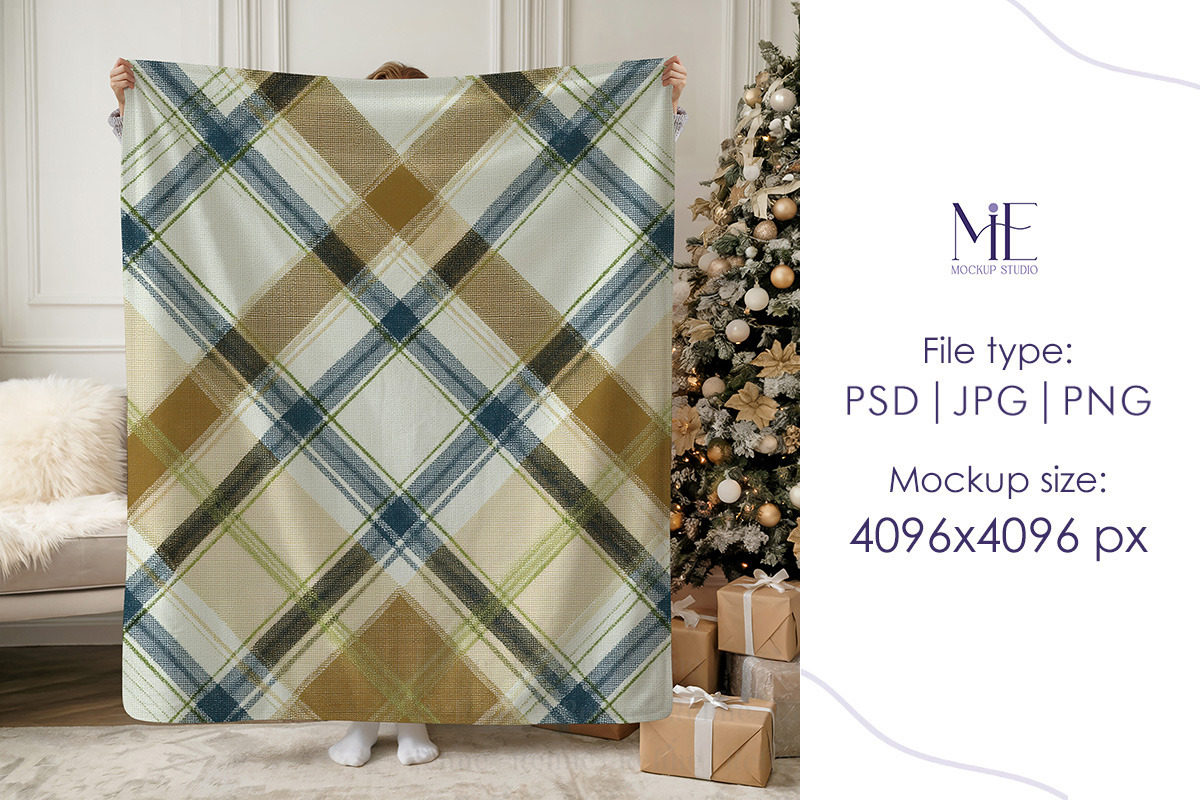 Christmas Sherpa Blanket Mockup, a Household Mockup by Mie Mockup Studio (Photo 5 of 8)