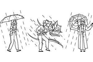 nature umbrella rain woman vector, a Person Illustration by pikepicture