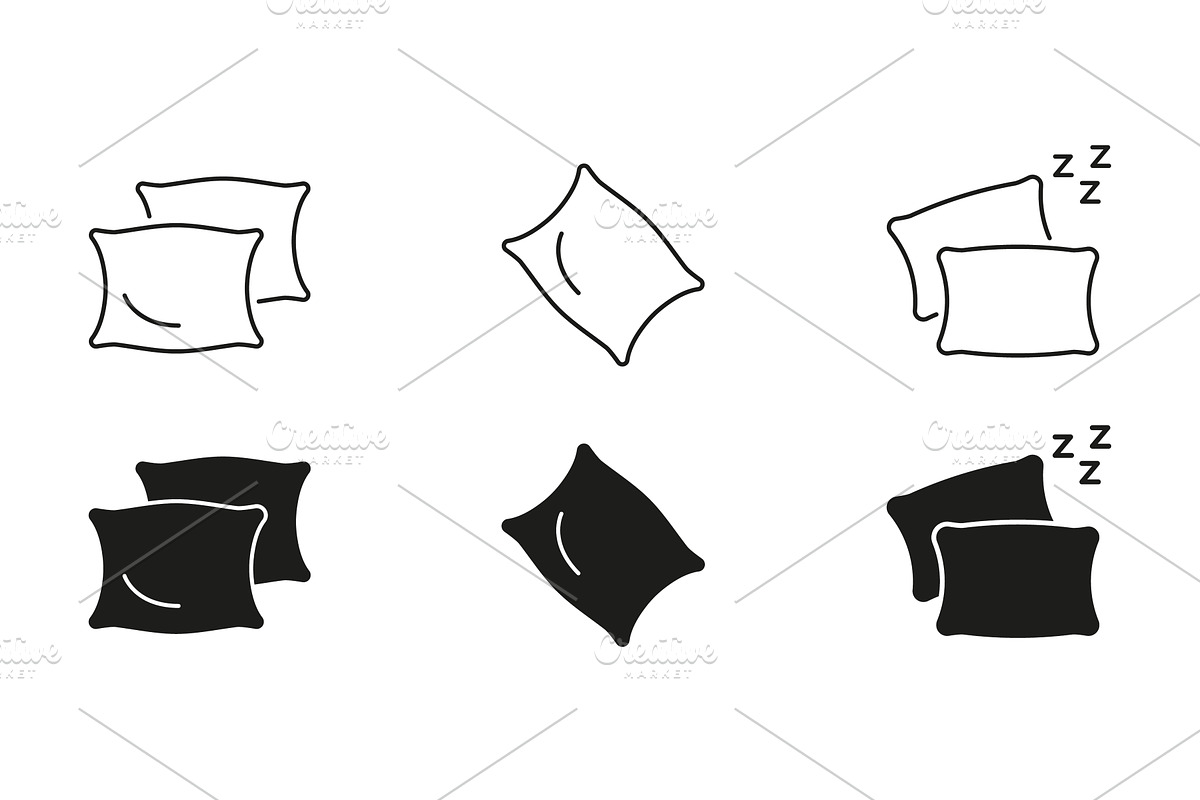 Pillow And Sleep Icons, an Object Illustration by Gentle Studio