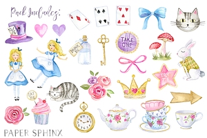 Alice In Wonderland Clipart Set