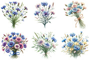 Matching Cornflower Bouquet Clipart, an Illustration by Daily.Designs (Thumbnail 3 of 5)