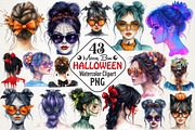Halloween Messy Bun Clipart, an Illustration by RobertsArt (Thumbnail 1 of 7)