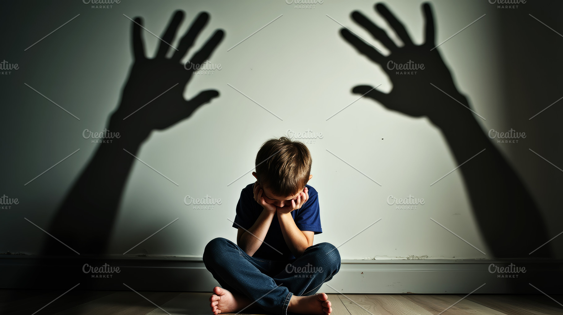 Sad child sitting with threatening s, a Person Photo by Perpis