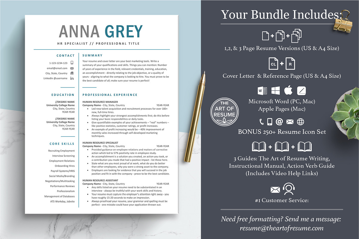 Custom Resume CV Template Design, a Marketing Template by The Art of Resume (Photo 2 of 8)
