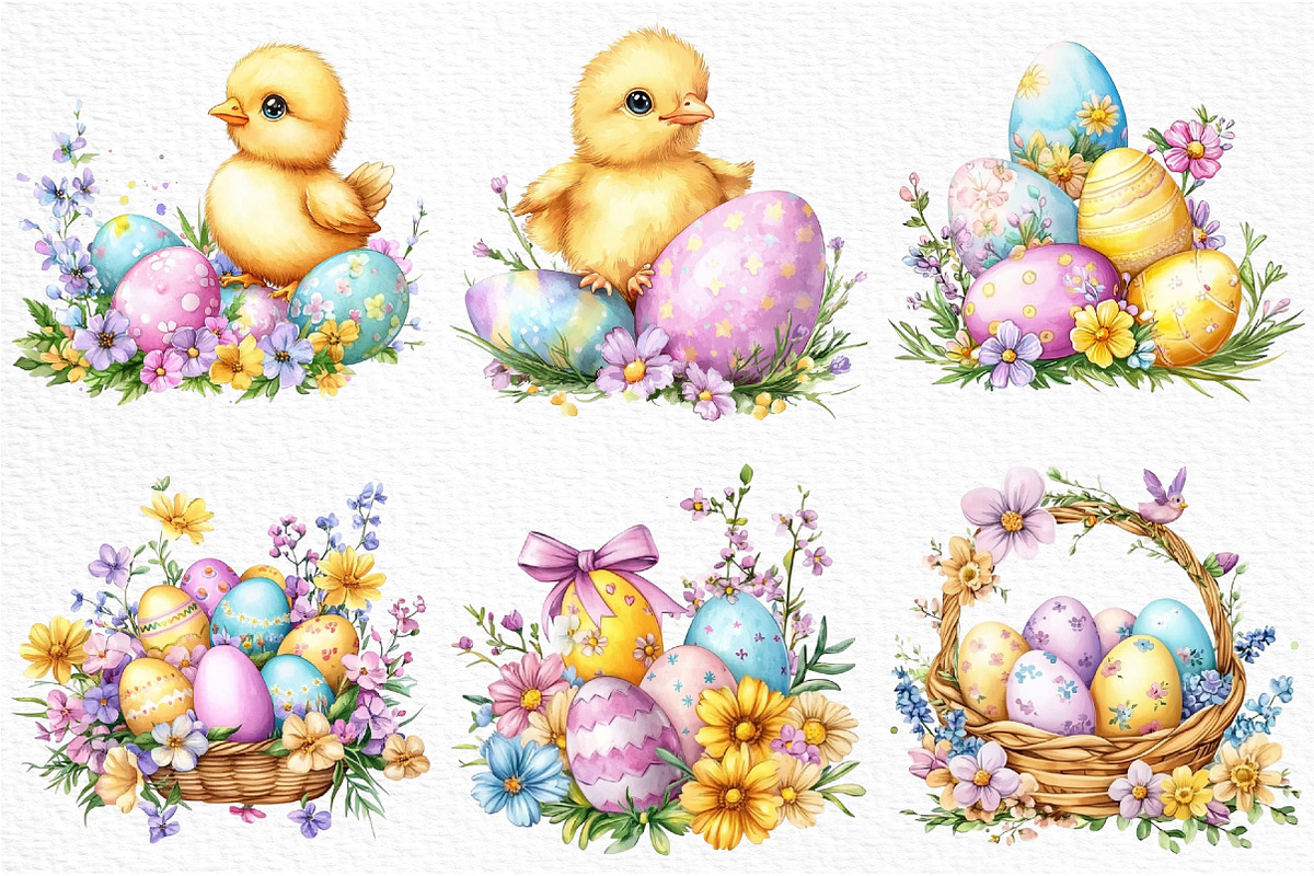 Watercolor Easter Clipart PNG, an Illustration by Craft Nest (Photo 3 of 12)