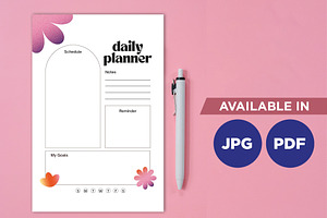 Floral Daily Planner Printable Page