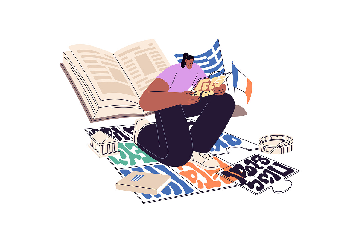 People learn foreign language set, a Person Illustration by PaperTrident (Photo 4 of 13)