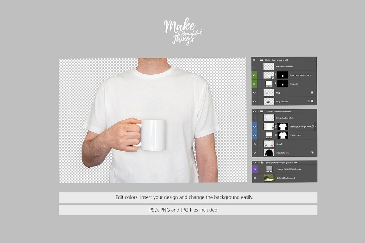 Mug mockup and editable T-shirt, a Shirt Mockup by Make Beautiful Things (Photo 3 of 4)
