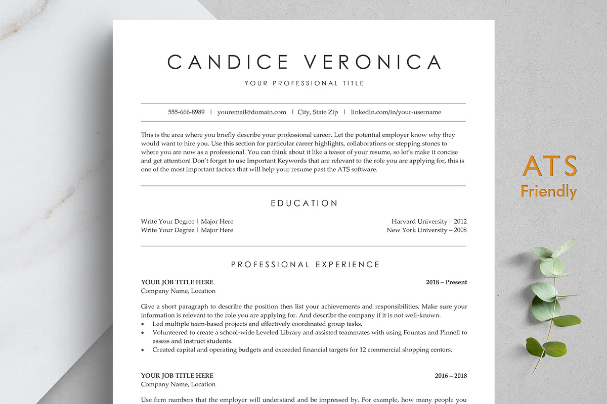 ATS Resume Template - CANDICE, a Resume Template by TheStandOutResume (Photo 1 of 7)