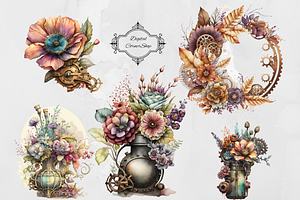 Steampunk Floral Arrangement Clipart