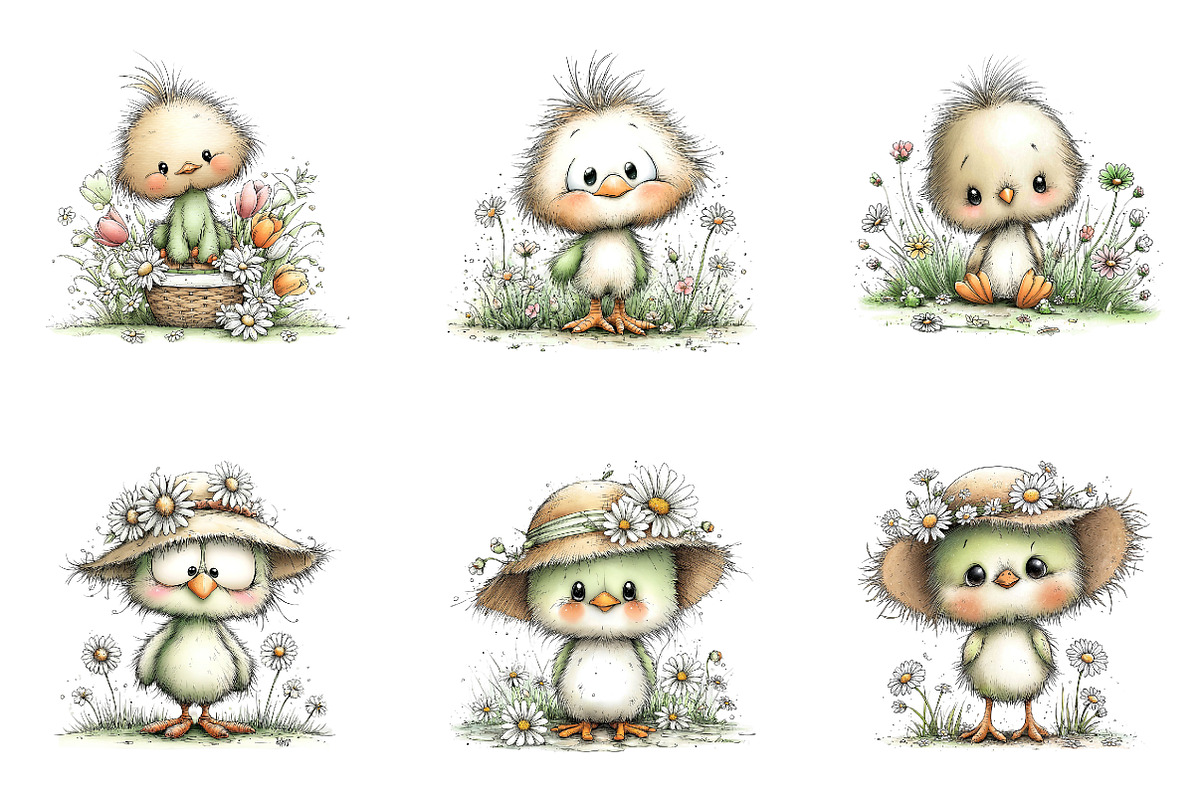 Whimsical Spring Chick Clipart PNG, an Illustration by CreationArt (Photo 4 of 7)