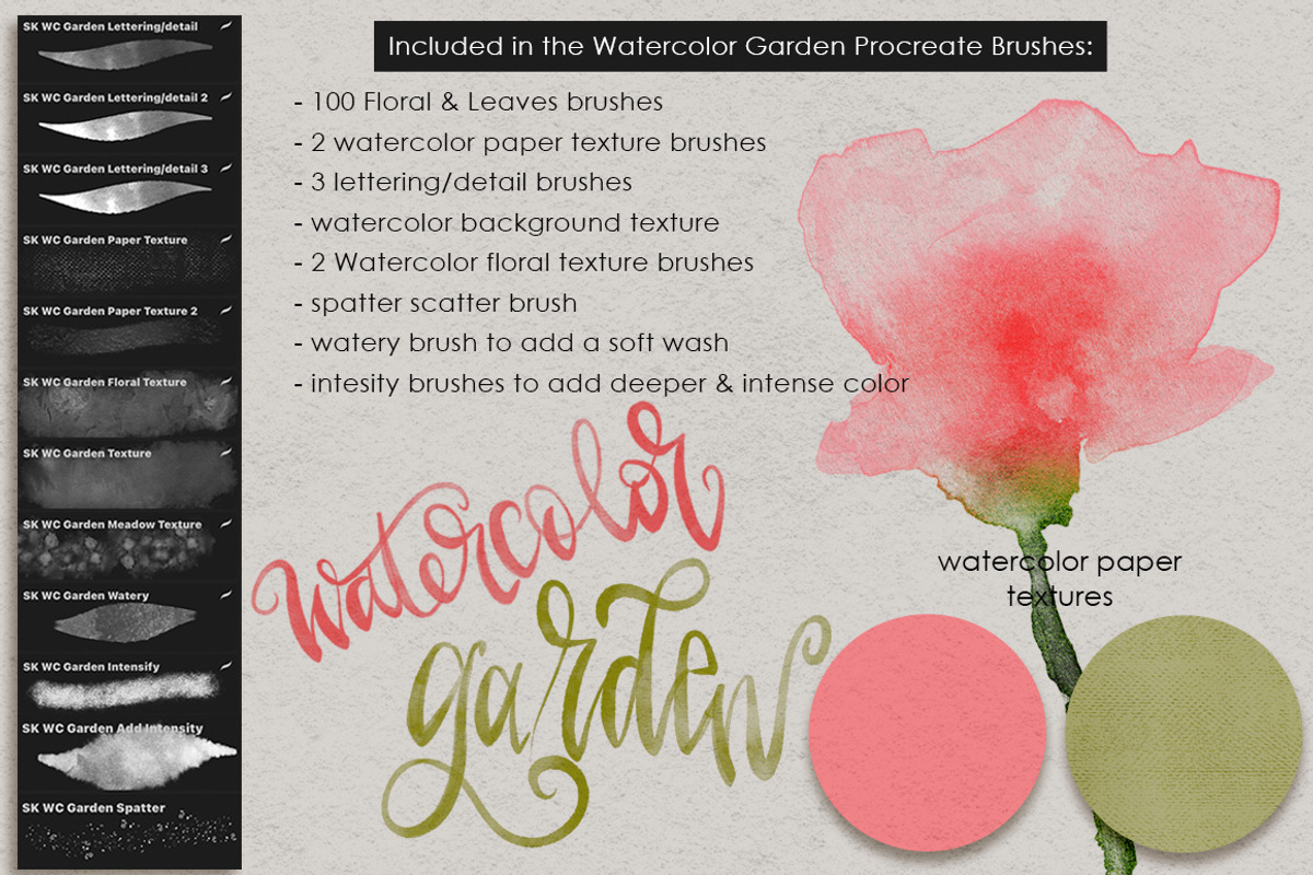 Watercolor Procreate Floral Brushes, a Brush Add-On by Studio Kitsch (Photo 3 of 6)
