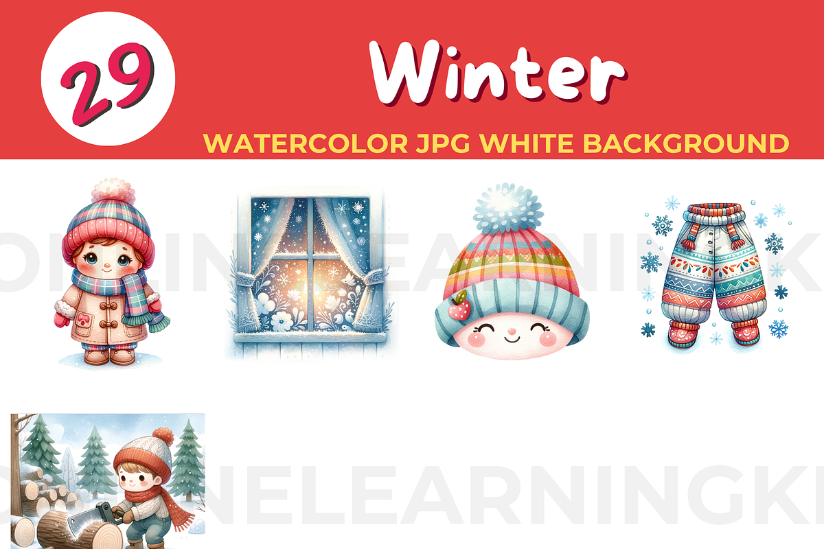 Winter watercolor JPG white backgrou, a Seasonal Illustration by John_Walker (Photo 2 of 3)